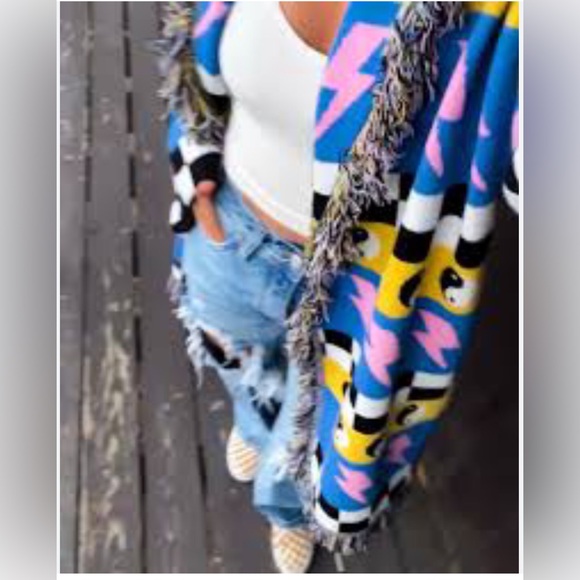 Dressed In LALA Wonderstruck Luxe Fringe Cardigan Size S/M Oversized Ultra Soft - Picture 4 of 16